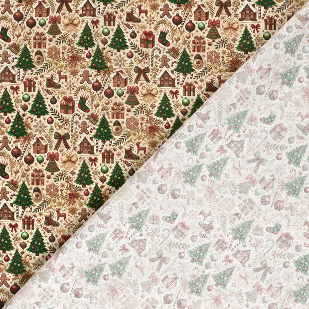 Cotton Poplin fabric Christmas digital printed 