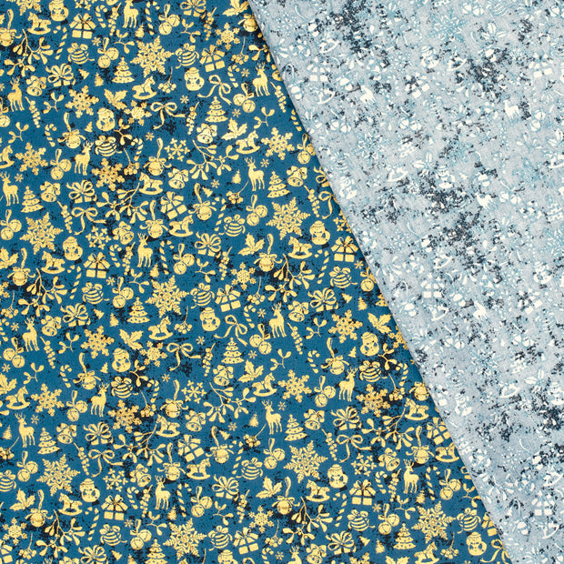 Cotton Poplin fabric Ornaments printed and foil 