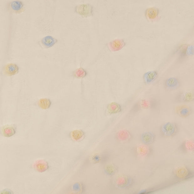 Tule stof Multicolor met applicatie 