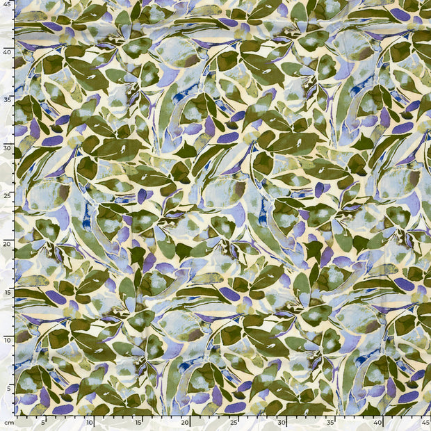 Viscose Poplin fabric Flowers Green