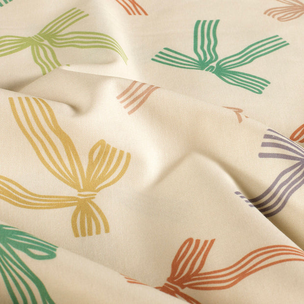 Cotton Poplin fabric Writings Off White