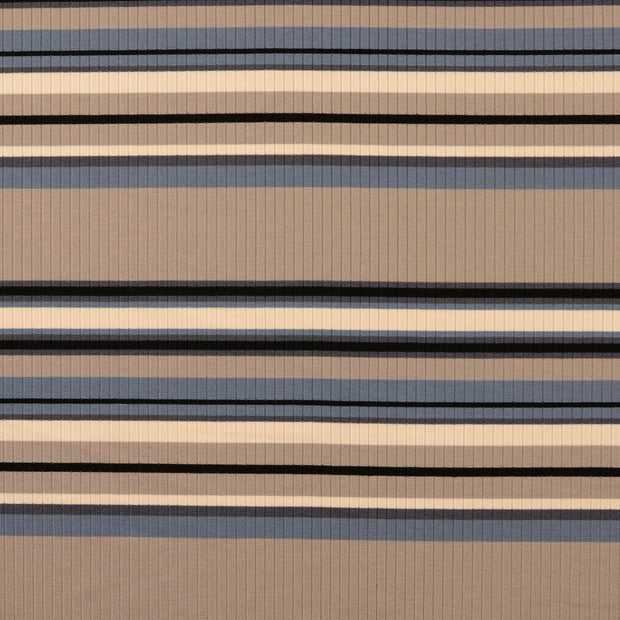 Heavy Knit fabric Stripes Grey