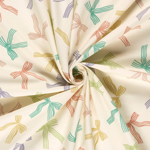 Cotton Poplin fabric Off White printed 