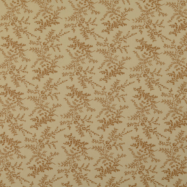 Cotton Poplin fabric Flowers Beige