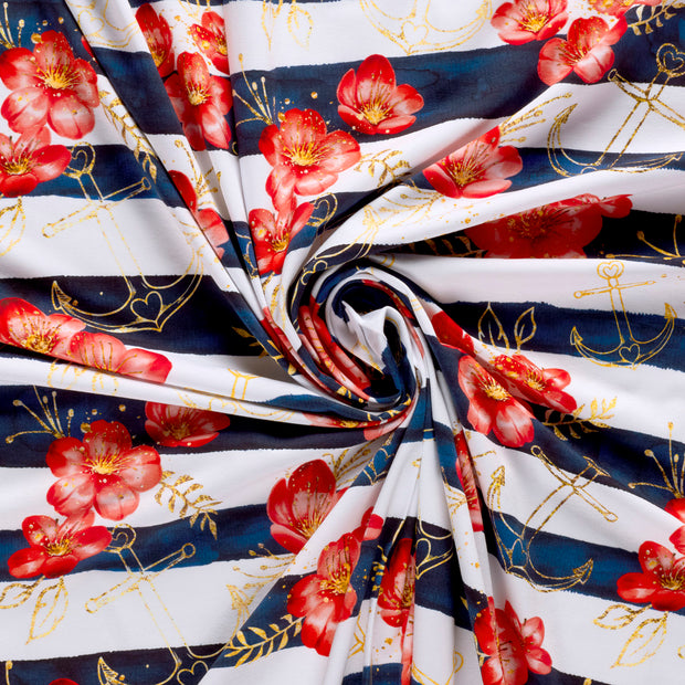 Jersey fabric Navy digital printed 
