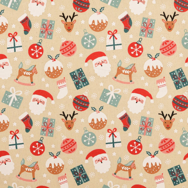 Canvas fabric Christmas Off White