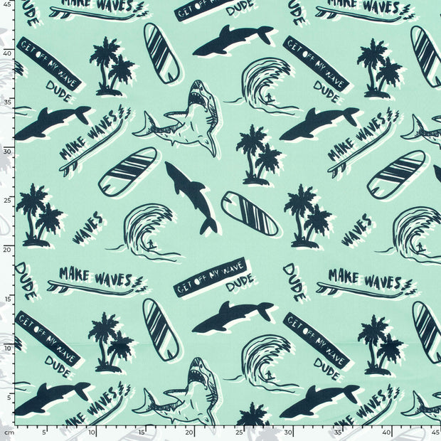 Swimshort water repellent recycled fabric Palmtrees Mint