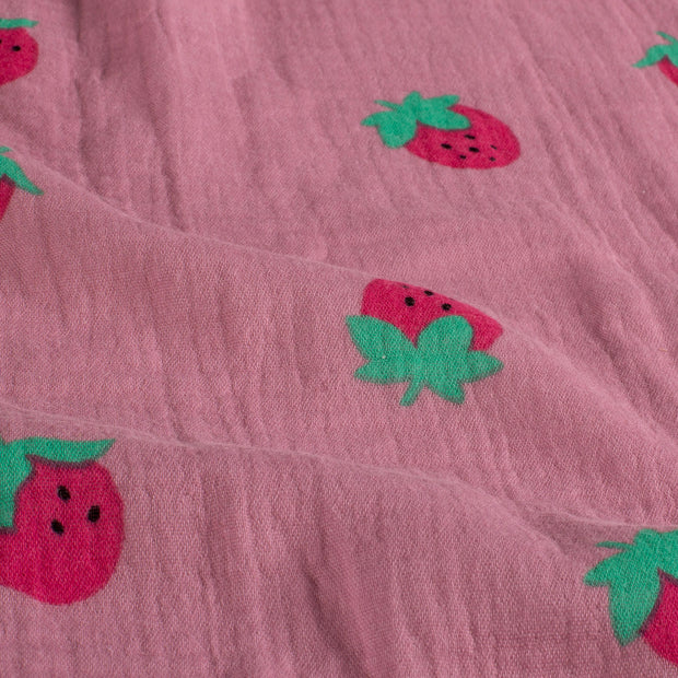 Musselin fabrik Erdbeeren Rosa