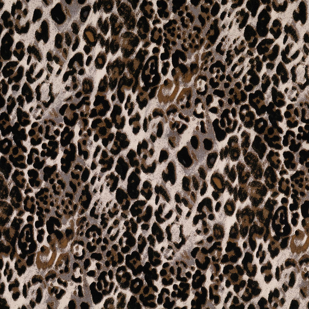 Viscose Satin fabric Animals Grey