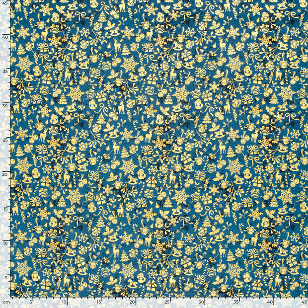 Cotton Poplin fabric Ornaments Navy