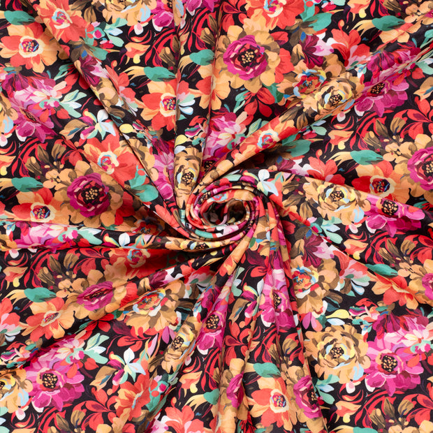 Velvet fabric Black digital printed 