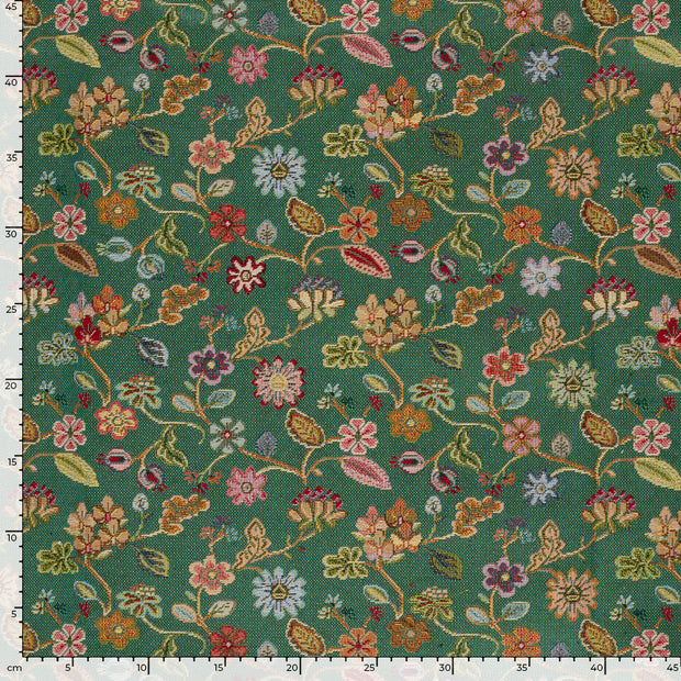 Gobeline fabrik Blumen Turquoise