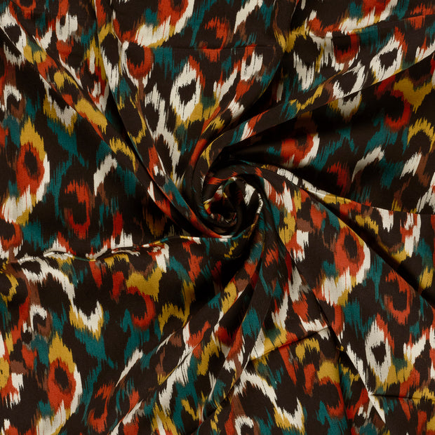 Viscose Satin fabrik Petrol bedruckt 