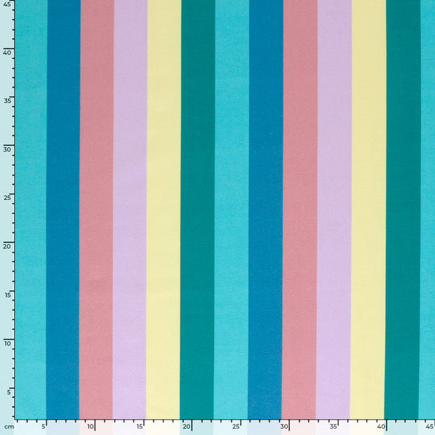 French Terry fabric Stripes Petrol