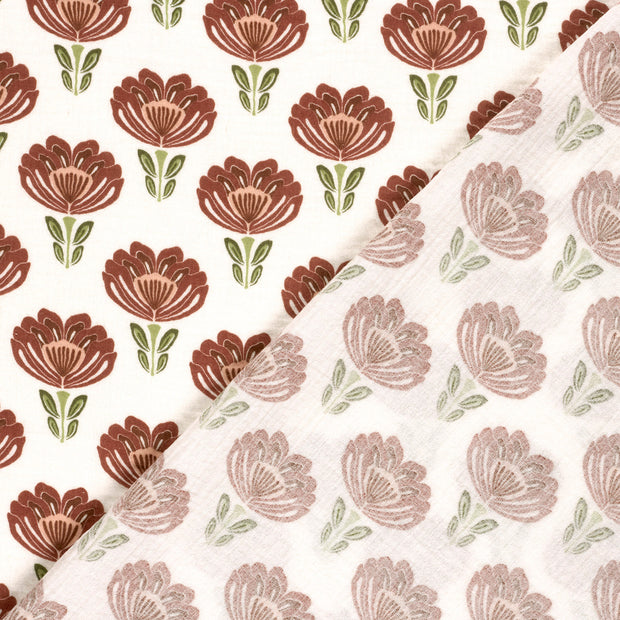 Mousseline stof Bloemen bedrukt 