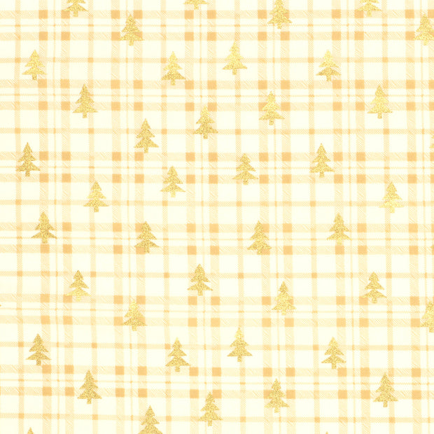 Cotton Poplin fabric Trees Off White