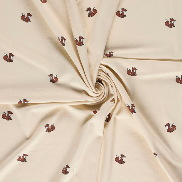 Jersey fabric Beige printed 