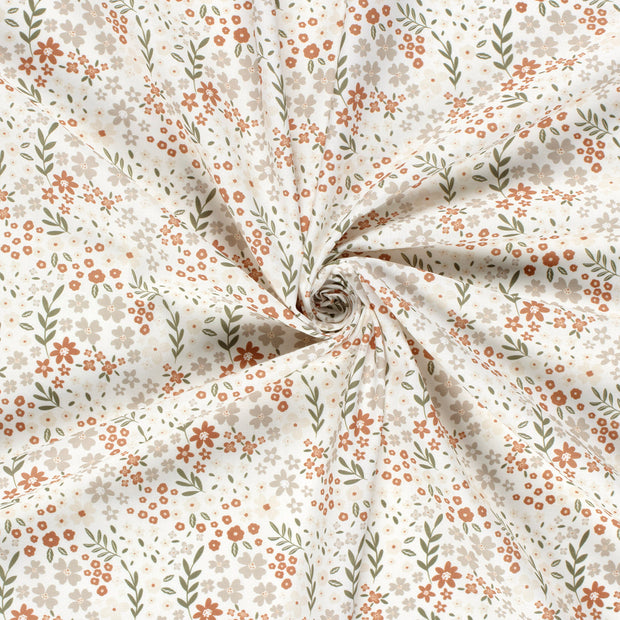 Cotton Poplin fabric Off White printed 
