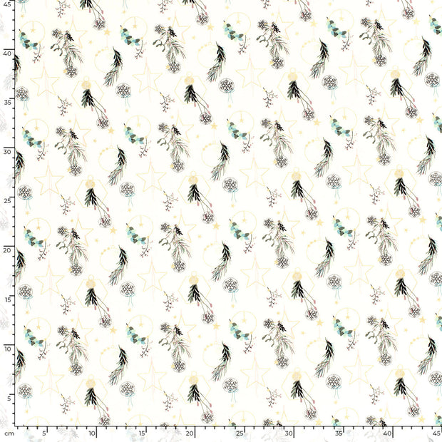 Cotton Poplin fabric Stars Off White