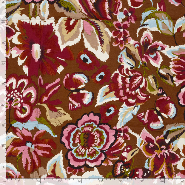 Viscose Nylon Crepe fabric Flowers printed 