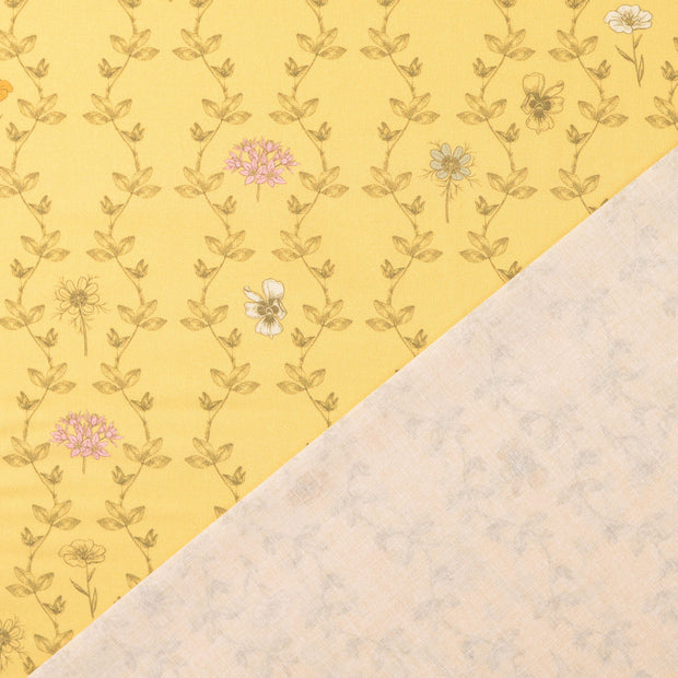 Cretonne fabric Yellow digital printed 
