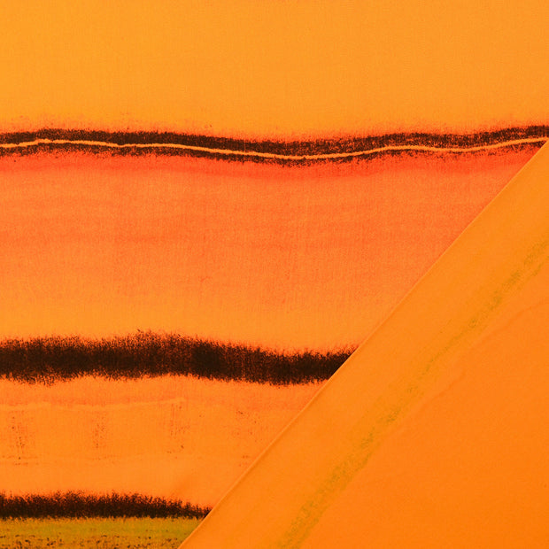 Viscose Satin fabric Orange digital printed 