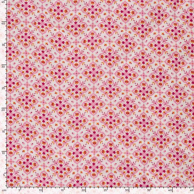 Muslin bounded fabric Abstract Fuchsia