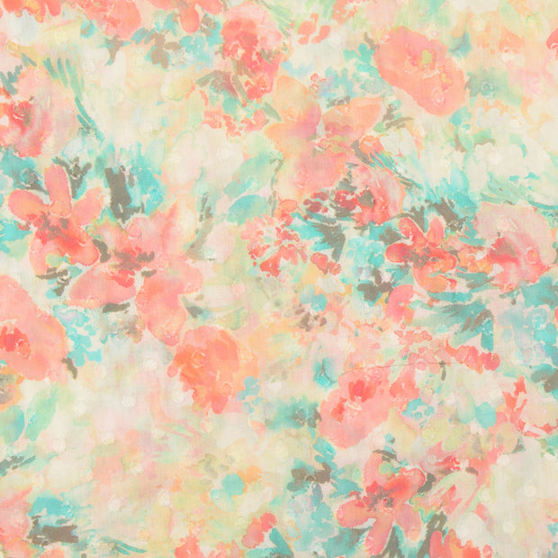 Voile fabric Flowers Multicolor