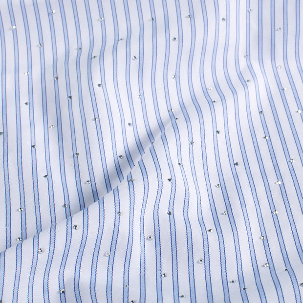 Woven Polyester fabric Stripes Indigo