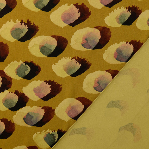 Viscose Satin fabric Beige digital printed 