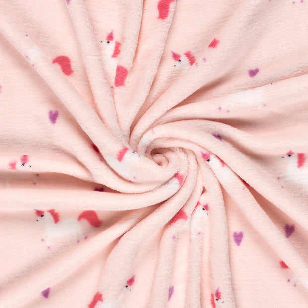 Coral Fleece fabric Pink printed 