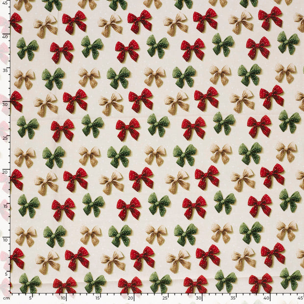 Cotton Poplin fabric Christmas Off White