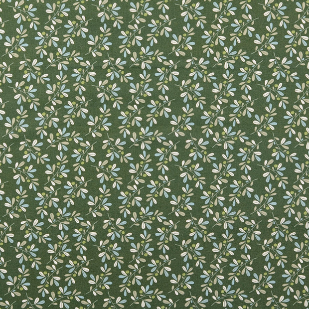 Cretonne fabric Leaves Forest Green
