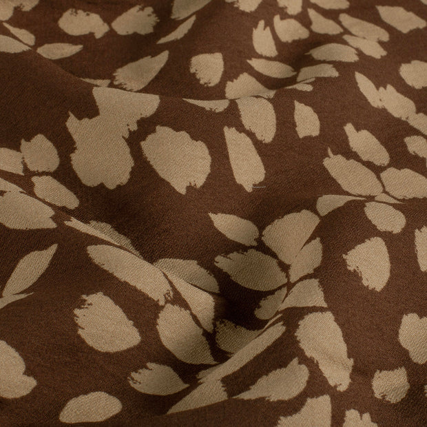Viscose Nylon Crepe fabric Flowers Brown