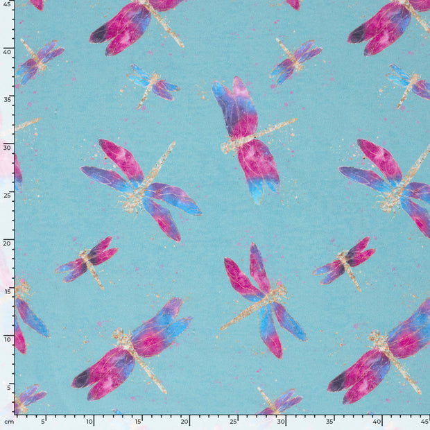 Jogging fabric Dragonflies Dark Mint