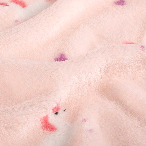 Coral Fleece fabric Unicorn Pink