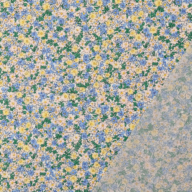 Voile fabric Light Blue digital printed 