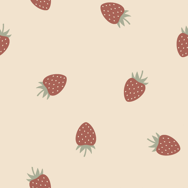 Jersey fabric Strawberries Beige