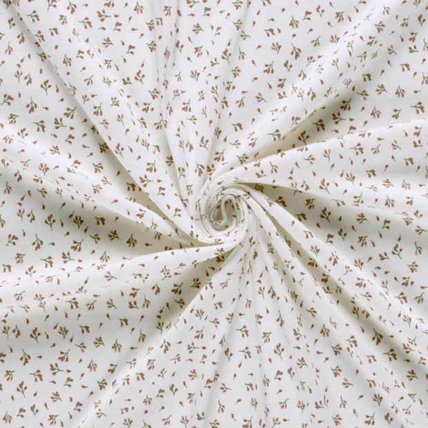 Rib Jersey fabric Off White printed 