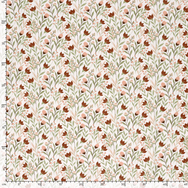 Jersey fabric Flowers Off White