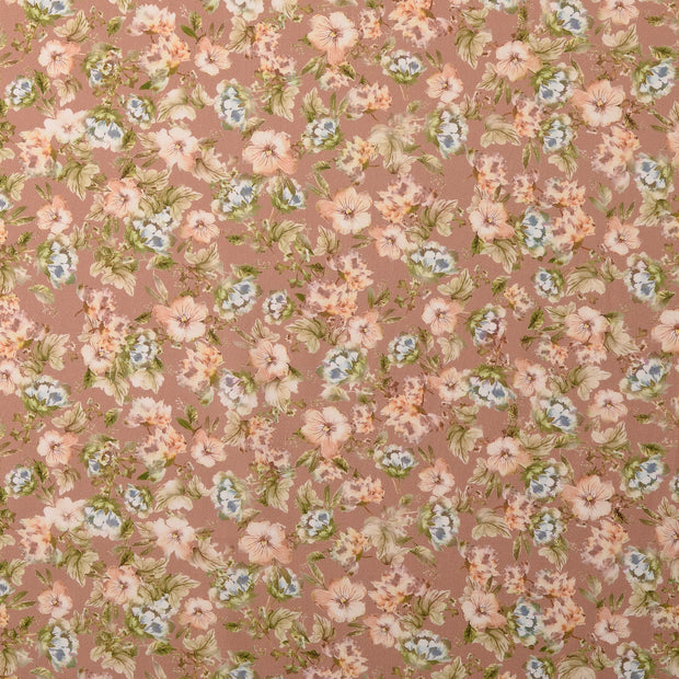 Cotton Poplin fabric Flowers Brown