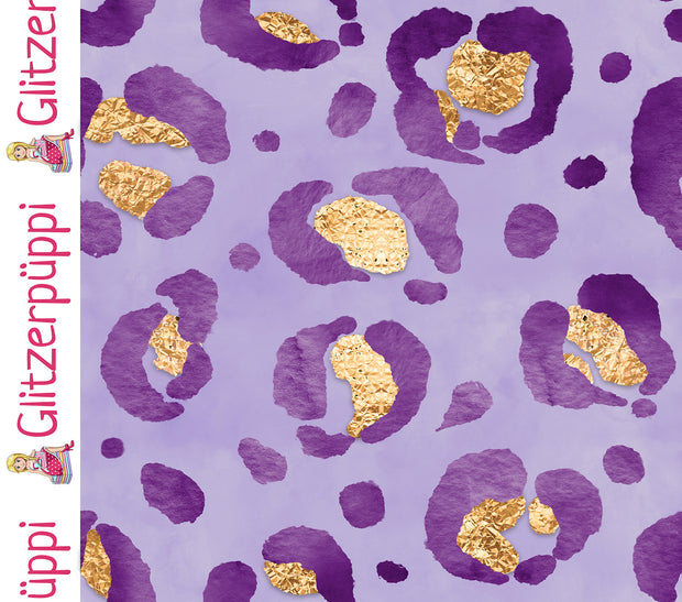 French Terry fabric Leopards Lavender