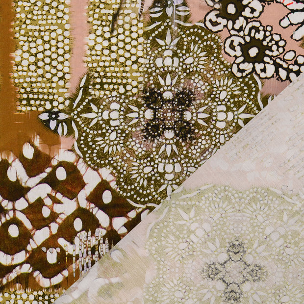 Cotton Poplin fabric Brown digital printed 
