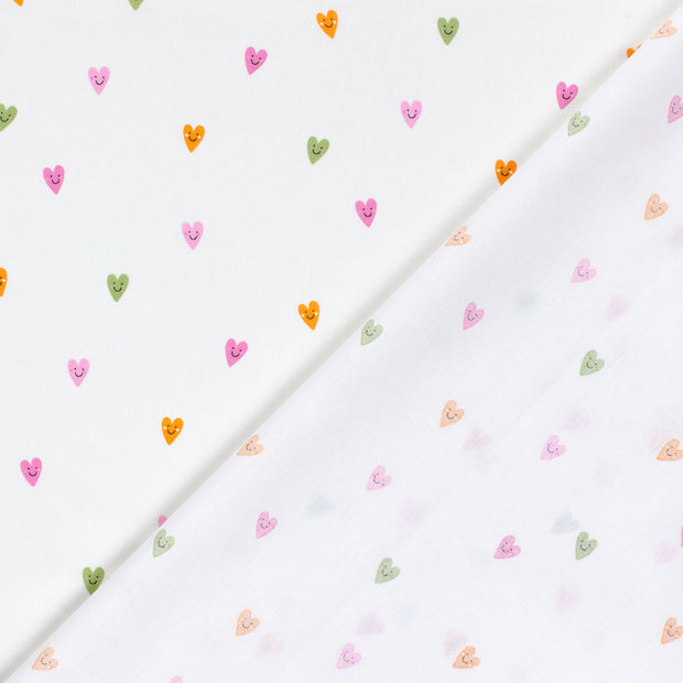 Cotton Poplin fabric Hearts printed 