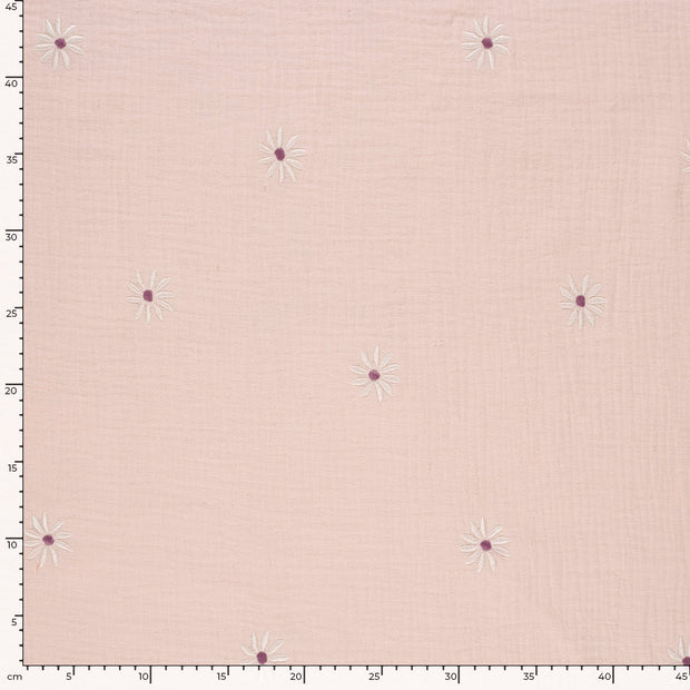 Muslin fabric Flowers Pink