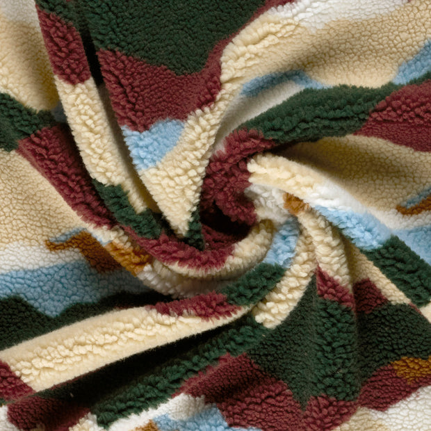 Sherpa Fleece fabric Bordeaux printed 