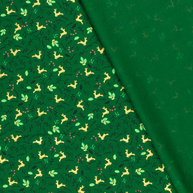 Cotton Poplin fabric Deer printed and foil 