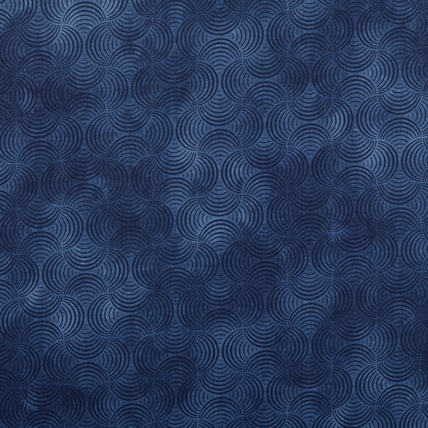 Cotton Poplin fabric Geometric pattern Navy