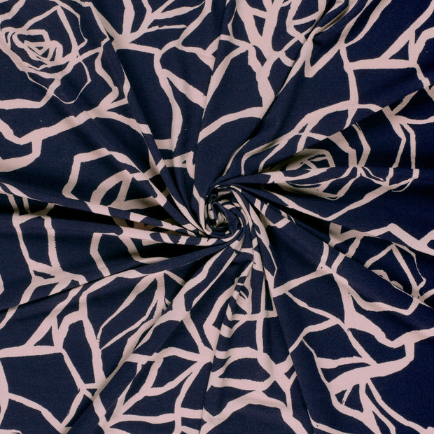 Viscose Vortex Jersey fabric Navy printed 