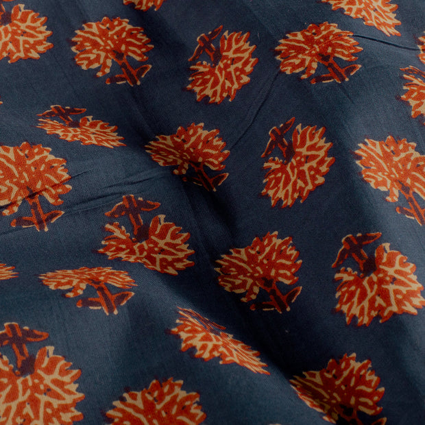 Voile fabric Flowers Indigo